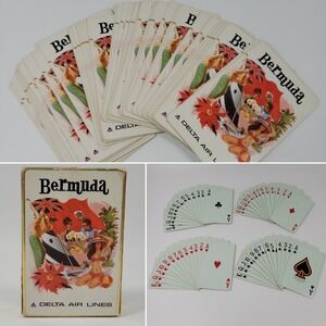 Delta Air Lines Airlines Bermuda‎ Playing Cards Desitination Advertising MCM VTG